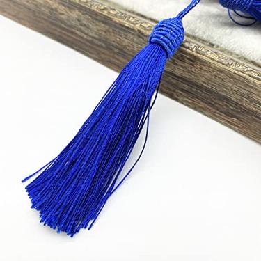 Imagem de 6 pçs/lote 15 cm corda pendurada borlas de seda franja costura franja borla guarnição chave borlas para cortina de enfeite DIY, azul