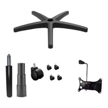 Imagem de Kit Completo de Base Estrela, Pistão, Rodízios e Flange para Cadeira Diretor - Escritex
