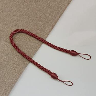 Imagem de peça Cortina artesanal Tieback Gold Weave Cortinas Titular Fivela Corda Cortina Clipe Costas Cintos Pendurados Varas Acessórios de quarto, vermelho, 4 peças