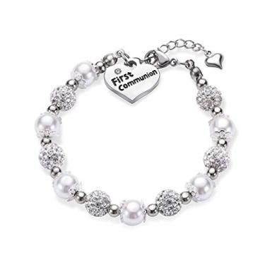 Imagem de Pulseira de berloque para meninas First Communion, presente de batismo, joia feita à mão