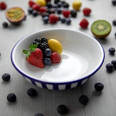 Imagem de Feito à mão com listras azul marinho 18,5 cm, 396 g/400 ml Salada, macarrão, frutas, cereais, tigela de sopa | Louça de cerâmica exclusiva, presente de inauguração da City to Cottage
