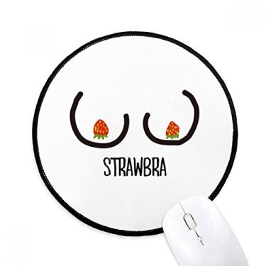 Imagem de Tapete de mouse engraçado preto vermelho com desenho de morango para computador