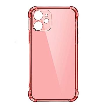 Imagem de Capa de telefone de silicone à prova de choque grossa para iphone 14 13 12 11 Pro Max X XR capa de proteção de lente, vermelha, para iphone 14