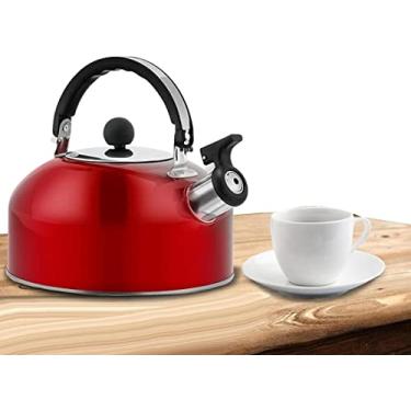 Imagem de REJOON Chaleira com apito - 3l chaleiras de chá para fogão de halogênio fogão a lenha - chaleiras de chá com alça ergonômica bico de apito para fogão de indução fogão de cerâmica (Cor: Pred)