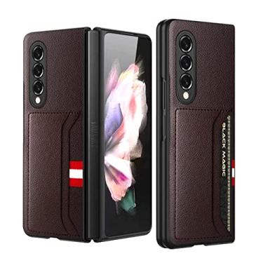 Imagem de Capa de couro fosco antiderrapante para Samsung Galaxy Z Fold 3 4 Fold3 Fold4 5G Zfold4 Fold2 Fold 2 Telefone à prova de choque, marrom, para galaxy Z FOLD 3