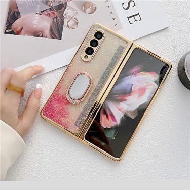 Imagem de Capa de telefone Glitter Diamond para Samsung Z Fold 3 5G com suporte de anel para Z Fold3 câmera traseira para Galaxy Z Fold 3 casos, D, para Z Fold 3