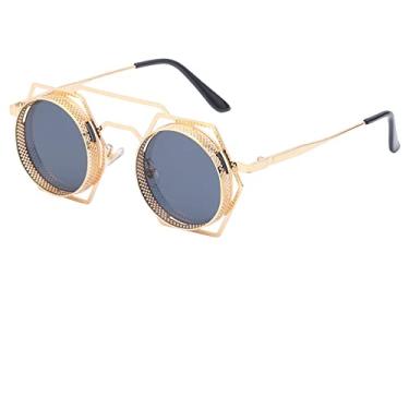 Imagem de Óculos de sol Steampunk Masculino Redondo Punk Óculos de Sol para Mulheres Retro Designer Vintage Sombras UV400, 1, sem caixa