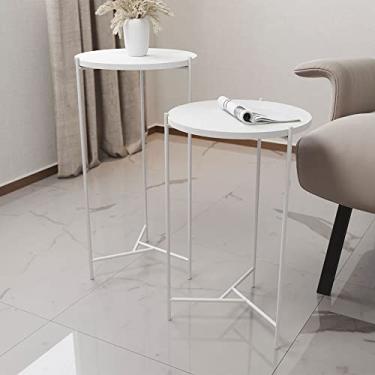 Imagem de Mesa Lateral Redonda Áquila Branca Tampo Branco