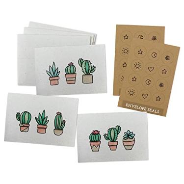 Imagem de Conjunto de cartões de notas suculentas e cacto - 24 cartões em branco suculentas com envelopes e selos kraft - ótimo para agradecimento pessoal e negócios, pensando em você, simpatia