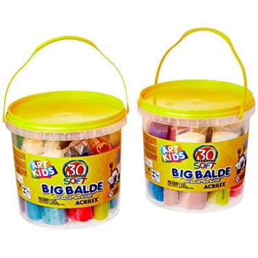Imagem de Acrilex 400230000 - Kit de 2 Baldes com Massas 1.5 kg, Pacote com 30 unidades de Massinha