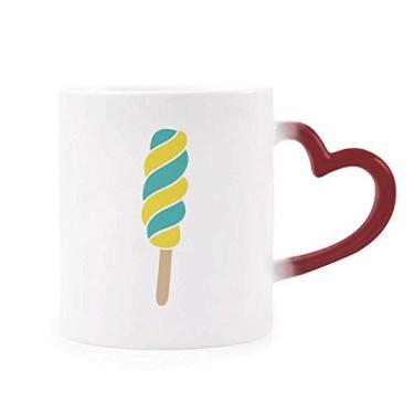 Imagem de Caneca Divertida Amarela Verde Espiral Doce Sorvete Sensível ao Calor Caneca Vermelha Muda de Cor