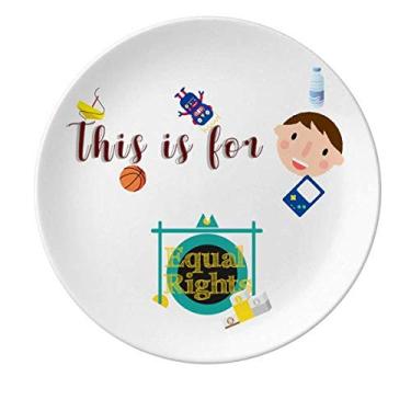 Imagem de Prato de porcelana Black Freedom Igualdade Jantar Redondo Prato Boy Man