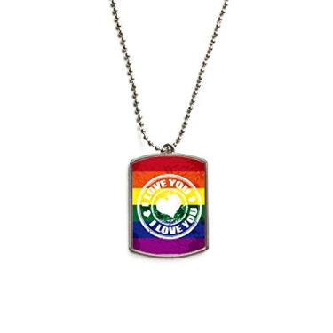 Imagem de DIYthinker Love LGBT Colar com pingente de corrente de aço inoxidável com pingente de identificação de cachorro