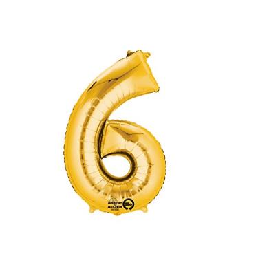 Imagem de Regina 106500.9, Balão Metalizado Super Shape Número 6 Pack, Dourado