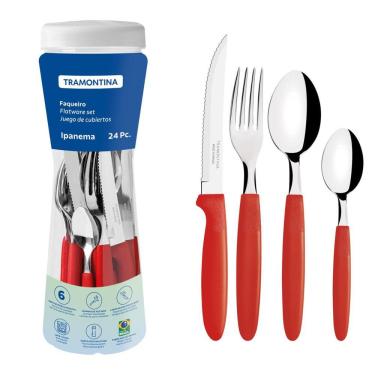 Imagem de Faqueiro Ipanema 24 Peças com Lâminas em Aço Inox e Cabos de Polipropileno Com Pote - Tramontina