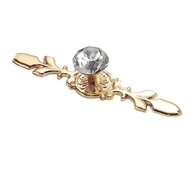 Imagem de Puxadores de cristal de diamante Caixa de sapatos Puxadores de armário Armário Porta Gaveta Puxadores Puxadores de guarda-roupa com parafusos Ferragens, Comprimento dourado 170 mm