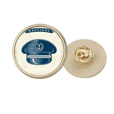 Imagem de Chapéu marinheiro de navegação militar oceano redondo metal dourado broche clipe, Medium, não aplicar