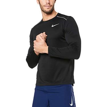 Imagem de T nis masculino Nike Dry Miler Top Ls Aj7568-010, Black/Black/Reflective Silv, Small
