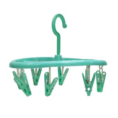 Imagem de Mini Varal Roupas com 8 Prendedores 23cm Verde - Quanhe