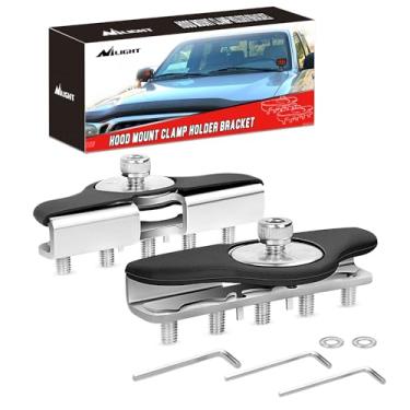 Imagem de Nilight Suporte de montagem de barra de luz LED 90025B, 2 peças de capô universal, luz de trabalho LED, suporte de montagem de cápsulas de LED, suporte de grampo para caminhão SUV off-road instalado