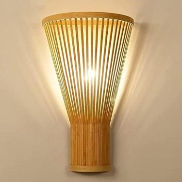 Imagem de Luzes De Parede De Bambu Abajur De Vime Clássico Arandela De Parede De Madeira Interna Com Sombra De Trança De Vime E27 Iluminação Montada Na Parede Para Sala De Estar, Quarto, Corredor,Picturesqu