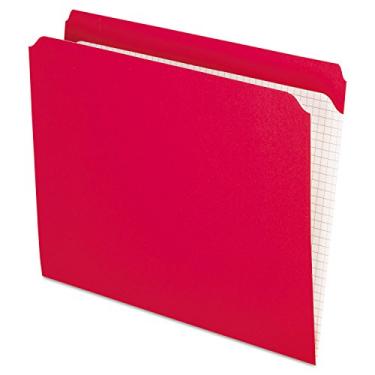 Imagem de Pendaflex Pastas de arquivo coloridas com grade interior, tamanho carta, vermelho, corte reto, 100/BX (R152 VERMELHO)