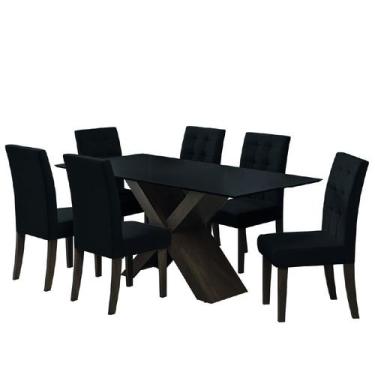 Imagem de Conjunto De Mesa Para Sala De Jantar Dubai 1,80M Mdf Com 6 Cadeiras Ca