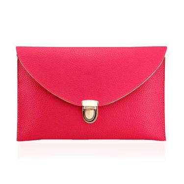 Imagem de GEARONIC Bolsas de mão para mulheres, bolsa clutch de couro PU, carteira feminina com alça revestida de ouro, Rosa choque, Small, Bolsas Clutch para Mulheres