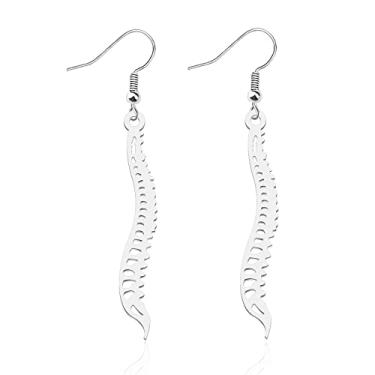Imagem de CENWA Brincos de coluna de aço inoxidável, brincos de doença de escoliose, brincos de quiropraxia, presente de médico da coluna, Metal, Sem pedra preciosa