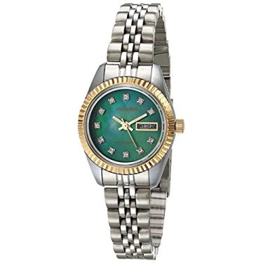 Imagem de Armitron Relógio feminino com pulseira de cristal premium, Dois tons/verde