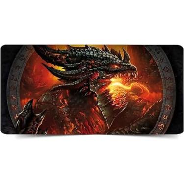 Imagem de Mouse Pad Gamer Extra Grande 700x350x3mm Bordas Costuradas Base Antiderrapante MP-7035C Dragao de Fogo