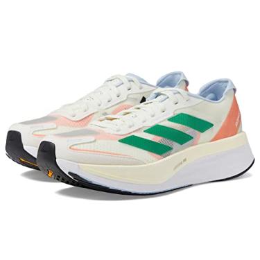 Imagem de adidas T nis de corrida feminino Adizero Boston 11, Matiz branca/verde quadrado/fus o coral, 11