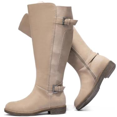 Imagem de Luoika Botas femininas extra largas na altura do joelho, plus size, larga, cano alto, inverno, outono, salto baixo., Cinza 106, 8.5 X-Wide