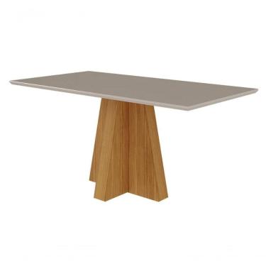 Imagem de Conjunto Sala De Jantar 160x80 Tampo Mdf/vidro 6 Cadeiras Maia Cimol Nature/offwhite