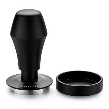 Imagem de Normcore Tamper de café com mola de 45,5 mm V4 para Flair Pro, Pro 2, base plana de aço inoxidável 304, cabo ergonômico de alumínio anodizado, preto