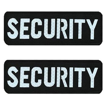Imagem de 2 peças grandes 15 x 5 cm infravermelho refletivo preto patch de segurança tático militar patch de segurança para airsoft cosplay mochilas uniformes roupas polícia painel traseiro polícia colete
