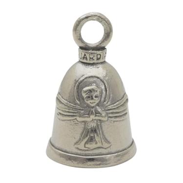 Imagem de Guardian Bell Aspirational Good Luck Bell com chaveiro e bolsa de veludo preto | Campainha de motocicleta | Estanho sem chumbo | Feito nos EUA, Anjo, 1.75"