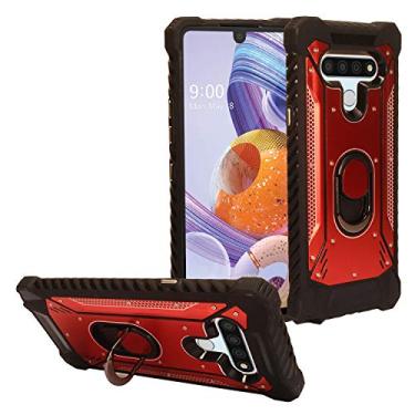 Imagem de CELZEN - Para LG Stylo 6 LM-Q730 (2020) - Capa de telefone híbrida de metal de alumínio com suporte - ZY0 Vermelho