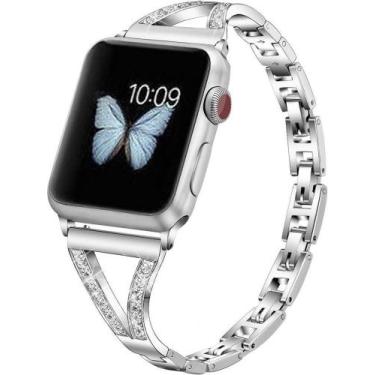 Imagem de Pulseira Aço Slim Strass Vivi Compatível com Apple Watch - Baú do Viki