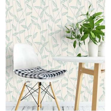 Imagem de Papel De parede Com Fundo Bege E Desenho Verde - PAPEL E PAREDE ADESIV