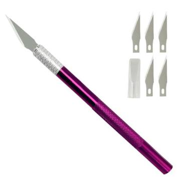 Imagem de Estilete Bisturi De Precisão Alumínio + 5 Lâminas Artesanato - Artmak,