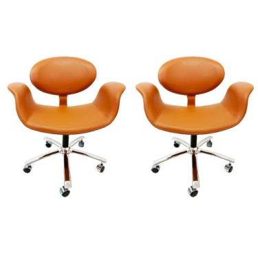 Imagem de Conjunto 2 Cadeiras Escritório Tulipa cor Cobre regulagem de altura e 