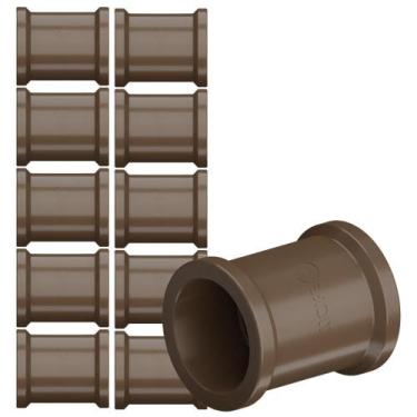 Imagem de kit 10 Luva Soldável Lisa Simples PVC Marrom Para Canos Tubos De Água 