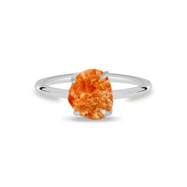 Imagem de Aliança Calcita Laranja - Cristal Natural, Prata 925