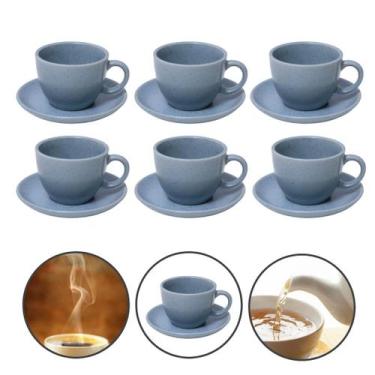 Imagem de Conjunto 6 Xícaras Café Chá Com Pires 85ml Cerâmica Premium - Mimo Sty
