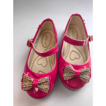 Imagem de Sapatilha Infantil Menina Bailarina Verniz Super Luxo Laço com Pedrinh