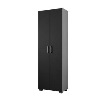 Imagem de Estante De Livro Office 5 Prateleiras Branco E Portas Preto - Móveis L
