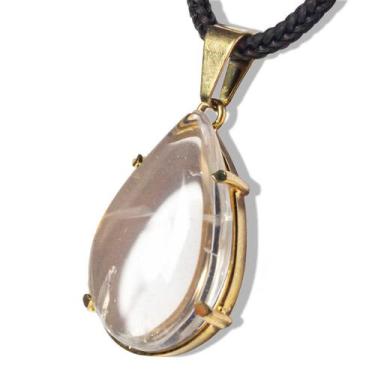 Imagem de Colar Extra Gota Pedra Cristal Montagem Garra Dourado - CristaisdeCurv