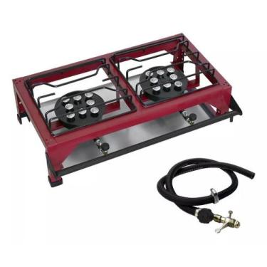Imagem de Fogão Industrial Grande 2 Bocas Alta Pressão Roa - ROA - Linha Vinho