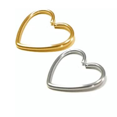 Imagem de Kit 2 Piercing Orelha Daith Clips Coração Aço Cirúrgico prata Unissex 